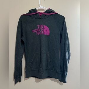 The North Face Medium Pink Gray Logo Pullover Hoodie